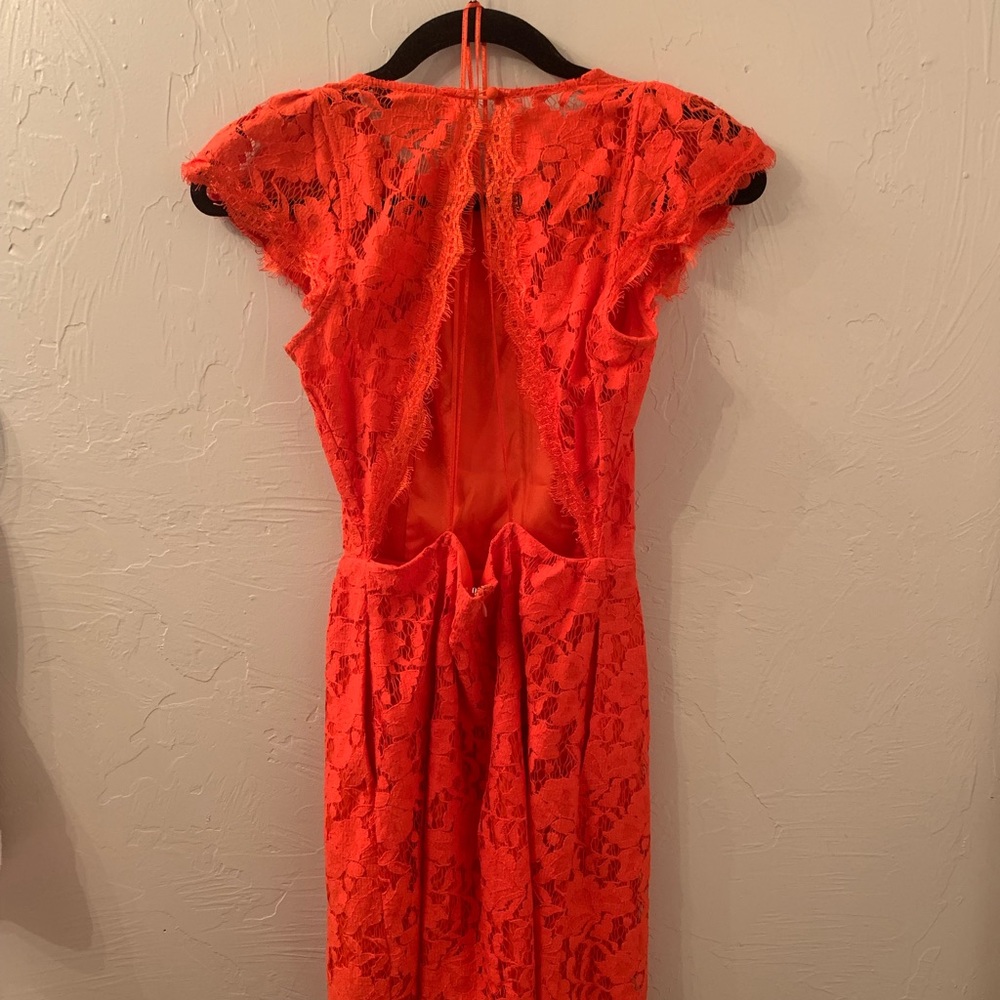 Coral open back dress